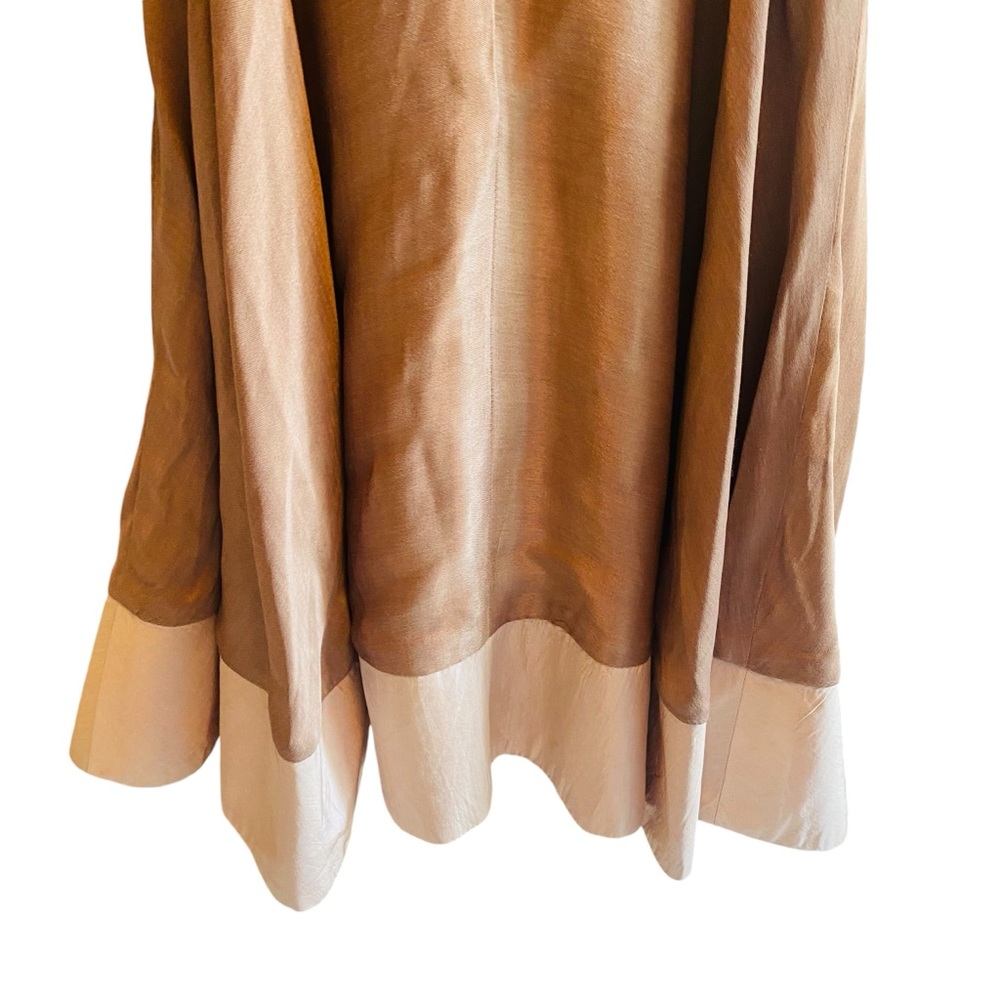 Anthropologie Conditions Tan Silk Blend Fit And Flare Embroidered Neckline Dress - Picture 4 of 12
